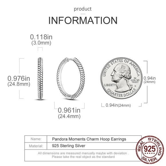 ◾️925 Sterling Silver Round Hoop Earrings - Picture 5 of 8